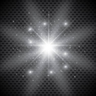 Parlayan ışıklar efekt, parlama, patlama ve yıldızlar. Şeffaf arkaplanda özel efekt izole edildi