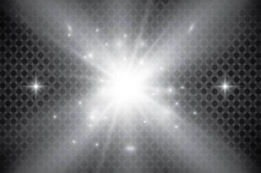 Parlayan ışıklar efekt, parlama, patlama ve yıldızlar. Şeffaf arkaplanda özel efekt izole edildi