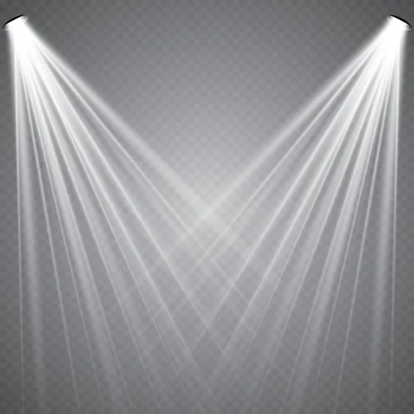 Iluminação Palco Efeitos Transparentes Iluminação Brilhante Com Holofotes — Vetor de Stock