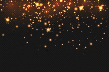 Vektör beyaz parıltı dalgası soyut illüstrasyon. Beyaz yıldız tozu izleri şeffaf arkaplanda izole edilmiş ışıldayan parçacıklar.