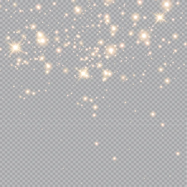 白い火花と黄金の星は 特別な光の効果を輝かします ベクトルは透明な背景に輝きます クリスマス抽象パターン — ストックベクタ