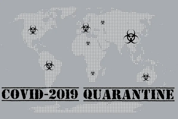 Dans Monde Quarantaine Due Coronavirus Attention Prudence Virus — Image vectorielle