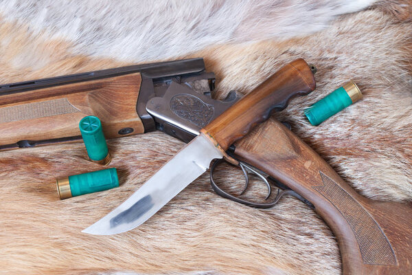 hunting gun and  knife