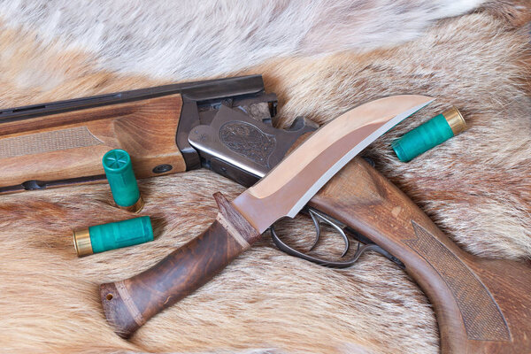 hunting gun and  knife