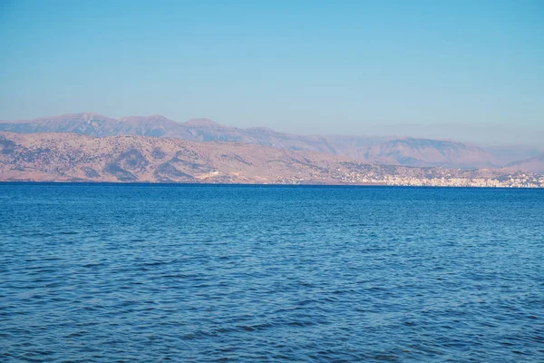 Vue Panoramique Sur Les Collines Albanie Vue Île Corfou Grèce — Photo