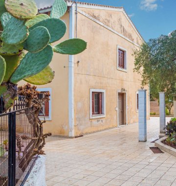 Korfu 'da tatil. Hareket halindeki otobüsten yaz boyunca Korfu Adası manzarası. Yunanistan