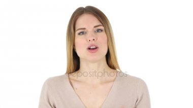 Öfkeli kadın, beyaz arka plan