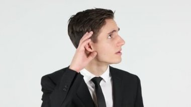 Müzik gizli, iş adamı, beyaz arka plan