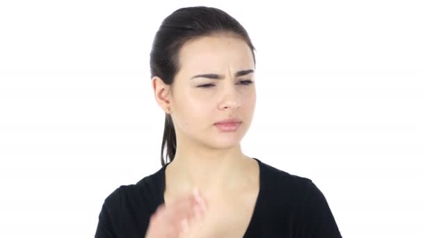 Woman Listening Secret, White Background — Stock Video