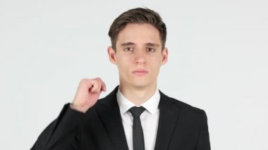 Kameraya, beyaz arka plan işaret