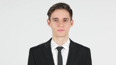 Görüntülü sohbet, konuşan işadamı, beyaz arka plan