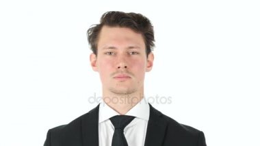 Beyaz arka plan üzerinde işadamı alkışlar