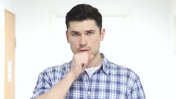 Portrait of Sick Man Coughing, Cough — Stock Video