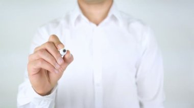 Kendi hikaye oluşturmak, cam üzerinde yazılı adam