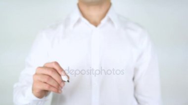 Online araştırma, adam cam üzerine yazma