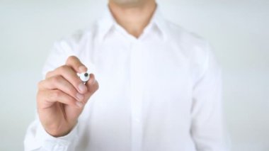 Çevrimiçi destek, adam cam üzerine yazma