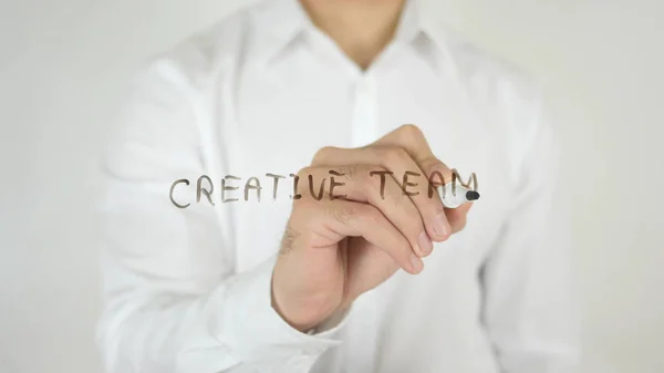 Kreatives Team, auf Glas geschrieben — Stockfoto