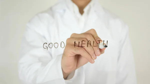 Goede gezondheid, geschreven op glas — Stockfoto