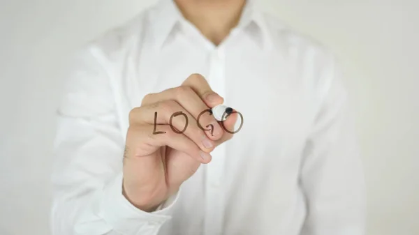 Logotipo, escrito em vidro — Fotografia de Stock