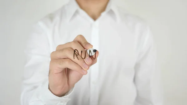 Corra, escrito em vidro — Fotografia de Stock