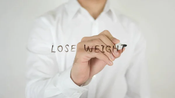 Perder peso, escrito em vidro — Fotografia de Stock