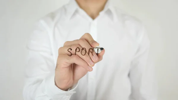 Esporte, escrito em vidro — Fotografia de Stock