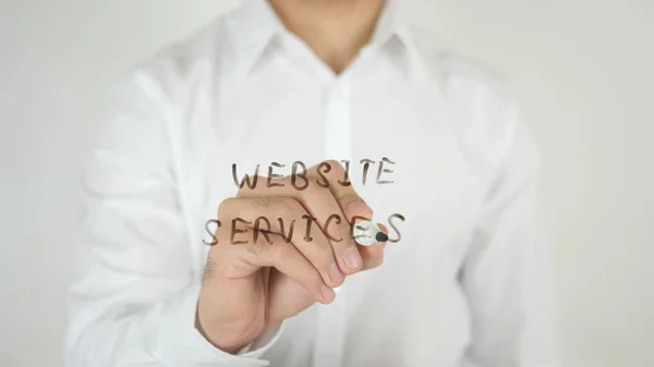 Servicios del sitio web, escrito en vidrio — Foto de Stock