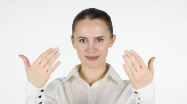 Kadın, beyaz arka plan davet