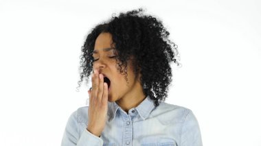 Black Woman Yawning, white Background clipart