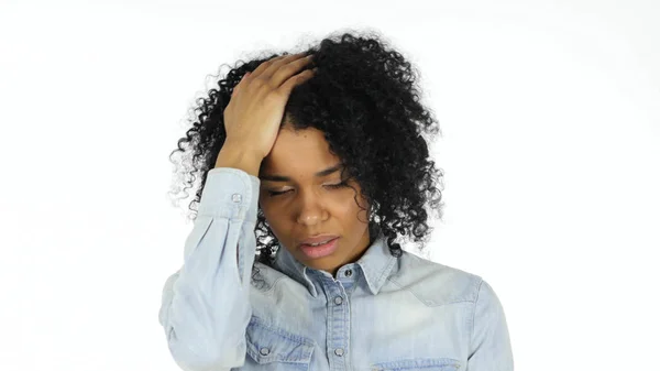 Failure, Loss for Black Woman on White Background — Stock Photo, Image