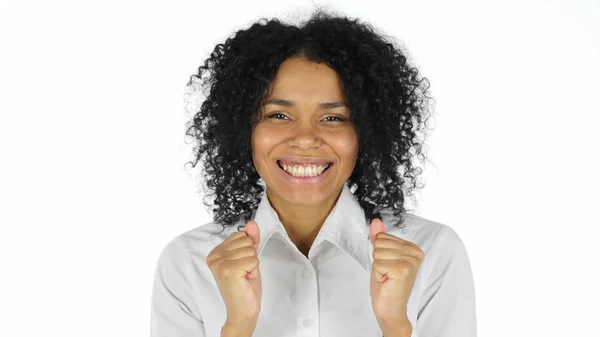 Ohromen šťastná Afro americký žena — Stock fotografie