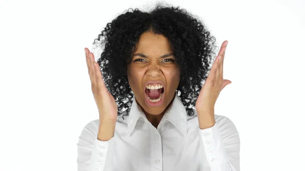 Enojada mujer negra gritando y gritando — Foto de Stock