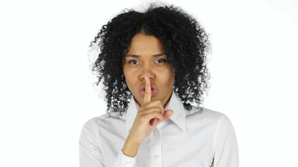 Gesture of Silence by Afro American Woman — Stock Photo, Image