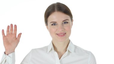 Merhaba, el, beyaz arka plan sallayarak