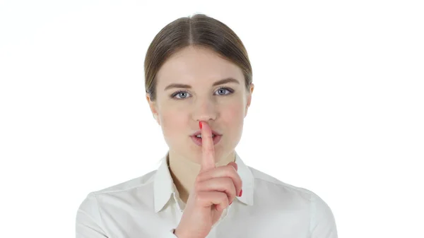 Finger on Lips of Businesswoman — Stock Photo, Image