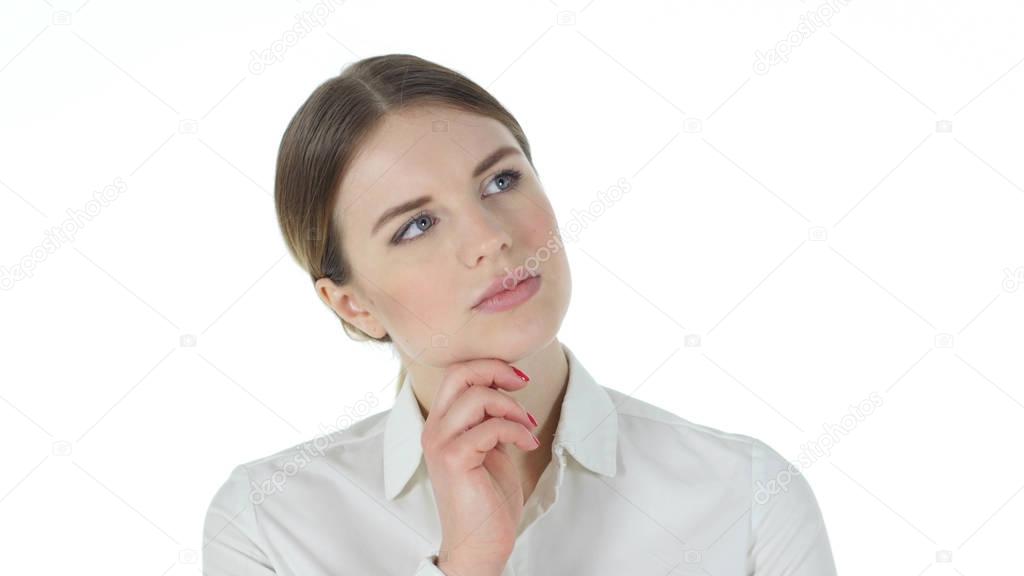 Thinking Businesswoman, White Background