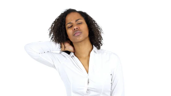 Cansado mulher negra, fundo branco — Fotografia de Stock
