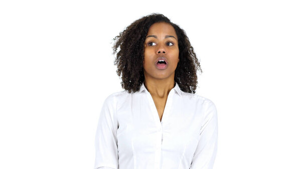 Confused Sad Black Woman, white Background