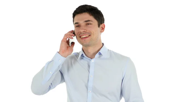 Business Talk al telefono, uomo che risponde alla chiamata — Foto Stock