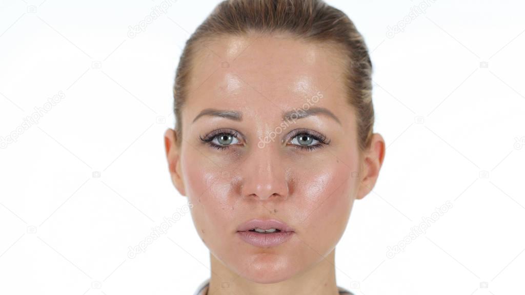Close Up of Woman Looking in Camera