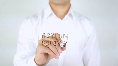 Sığınma politikası, adam cam, el yazısıyla yazma