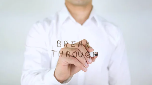 Break Through, Man Writing on Glass, Handwritten