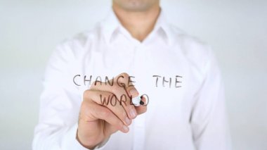 Dünyayı değiştirmek, cam, el yazısıyla yazma adam