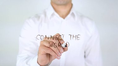 Dünya bağlanmak, cam, el yazısıyla yazma adam