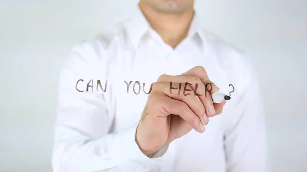 Can You Help?, Man Writing on Glass, Handwritten — стоковое фото