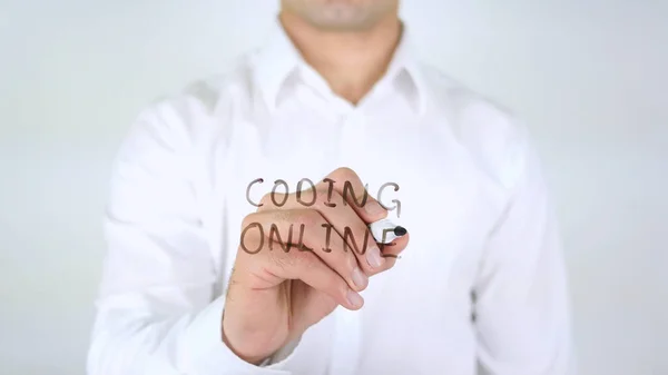 Coding Online, Man Writing on Glass, Handwritten