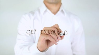 Yer almak cam üzerinde işadamı yazılı