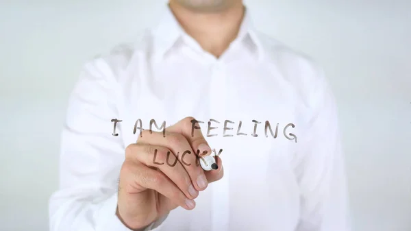 I Am Feeling Lucky, Businessman Writing on Glass