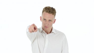 Kamera işaret, işadamı, beyaz arka plan jest