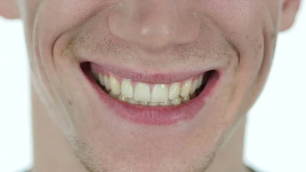 Hombre sonriente, cara inferior de cerca —  Fotos de Stock